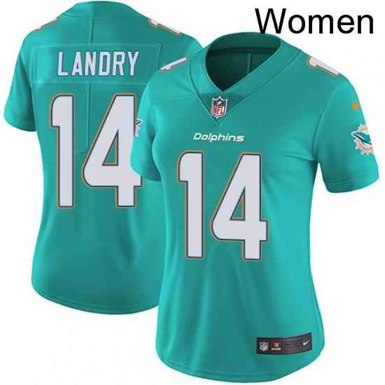 Womens Nike Miami Dolphins 14 Jarvis Landry Elite Aqua Green Team Color NFL Jersey